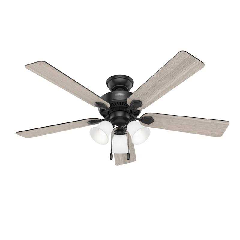 52 Hunter Swanson Matte Black Ceiling Fan with LED Light Kit 51737