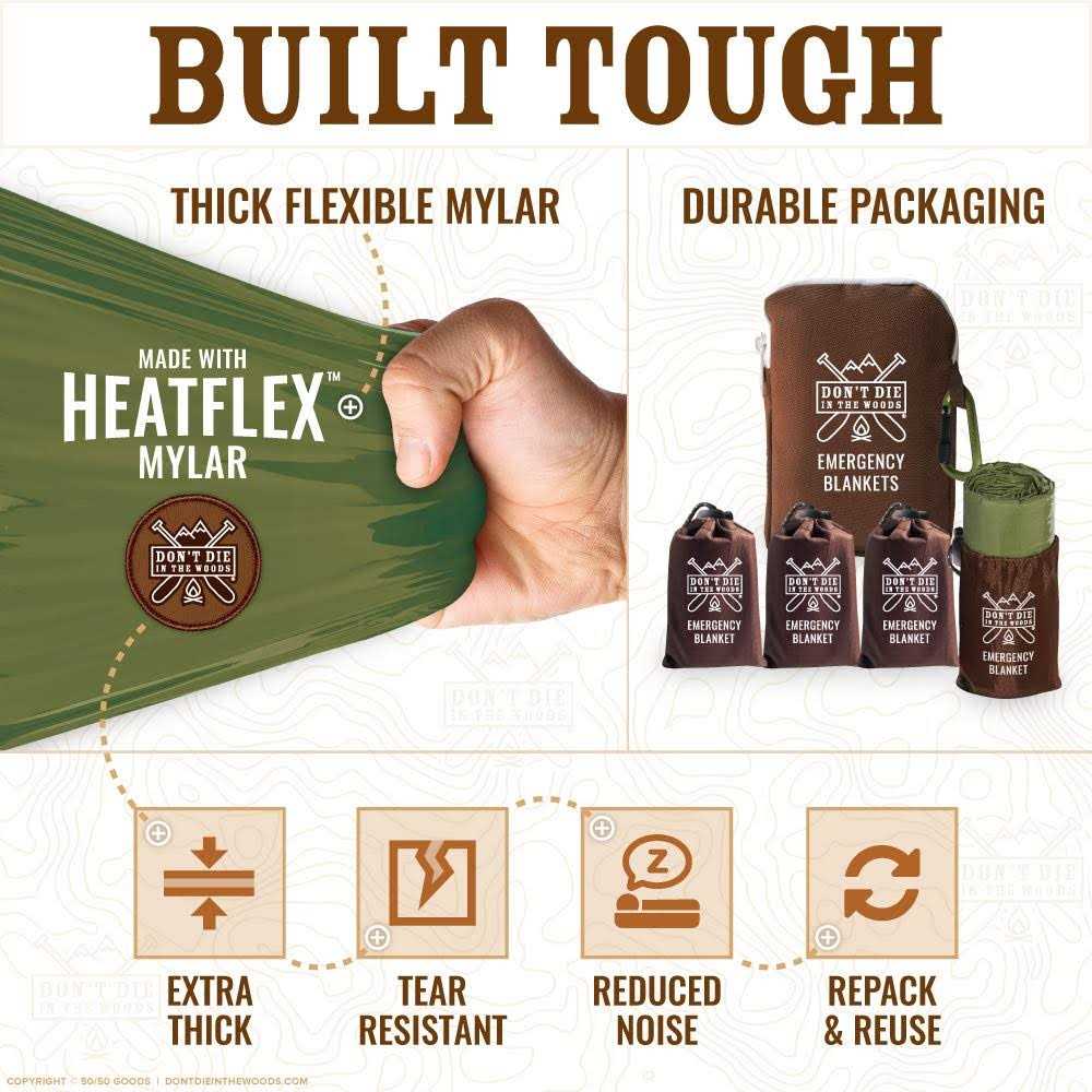 Don’t Die In The Woods Emergency Blankets Thermal Mylar Space
