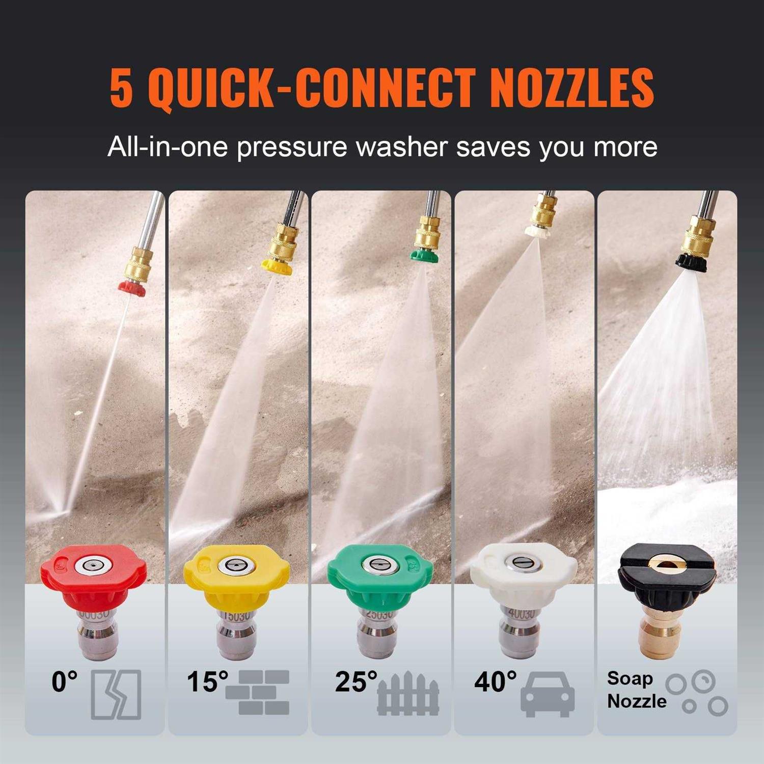 VEVOR Gas Pressure Washer, 3400 Psi 2.6 Gpm, Gas Powered Pressure Washer with Aluminum Pump, Spray Gun and Extension Wand