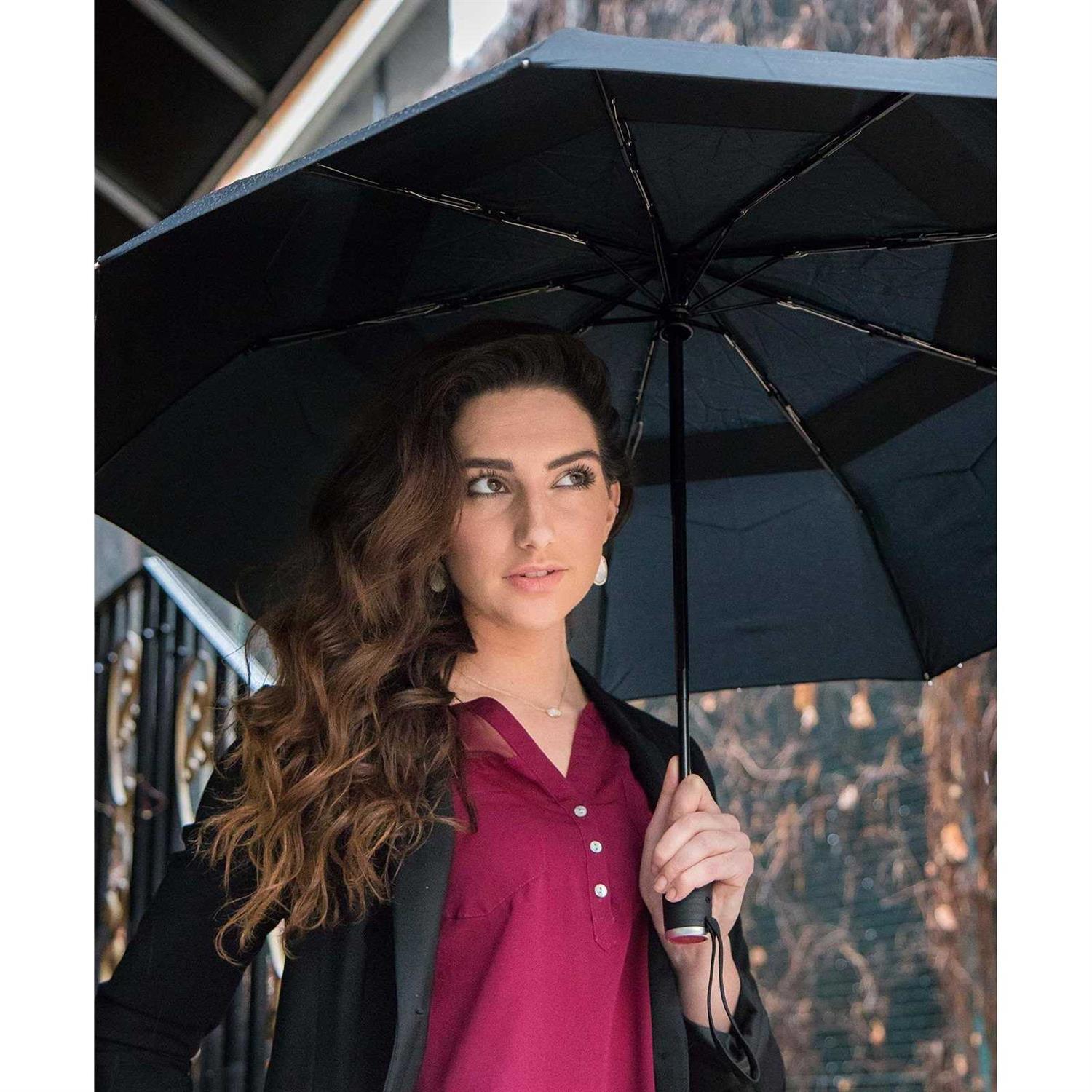 LifeTek Windproof Travel Umbrella Compact Automatic Wind Resistant Strong and Portable