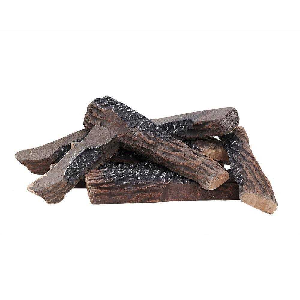 Barton 14 in. 10-Pack Large Flame Ceramic Wood Fireplace Fire Pit Log Set