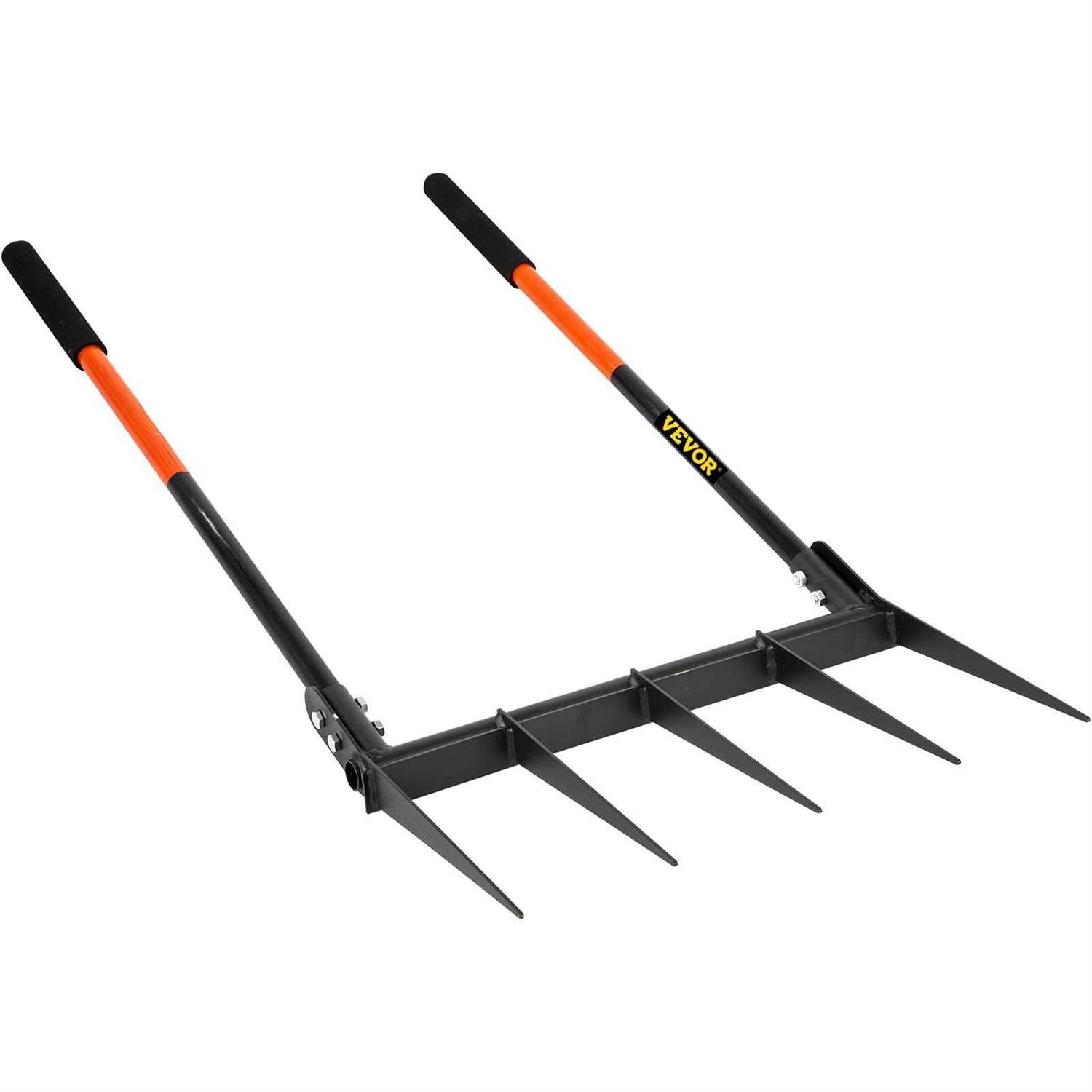 VEVOR Broad Fork Tool, 5 Tines 20 in Wide, Garden Tool with Fiberglass Handle for Gardening and Cultivating