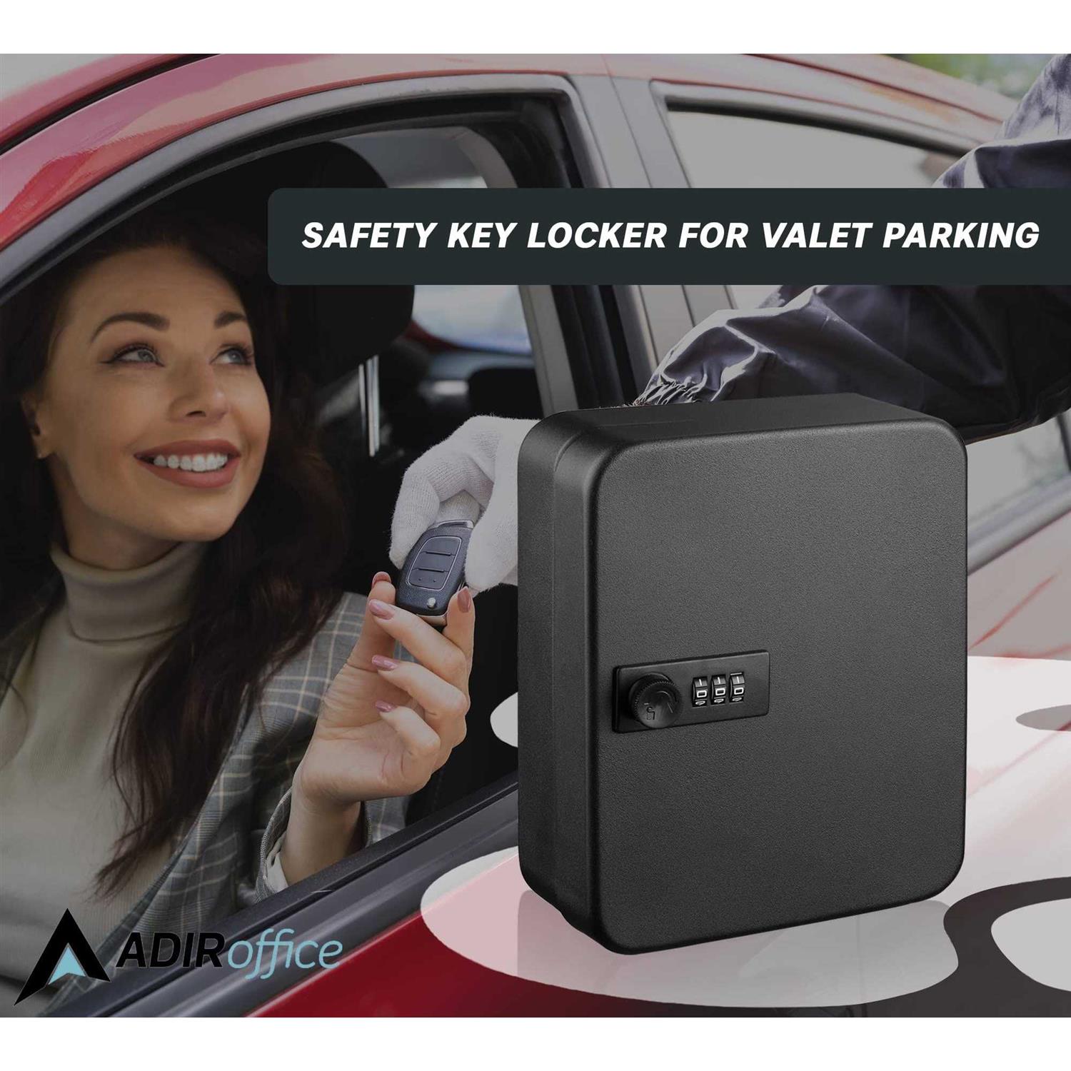 AdirOffice 48-Key Steel Secure Key Cabinet with Combination Lock