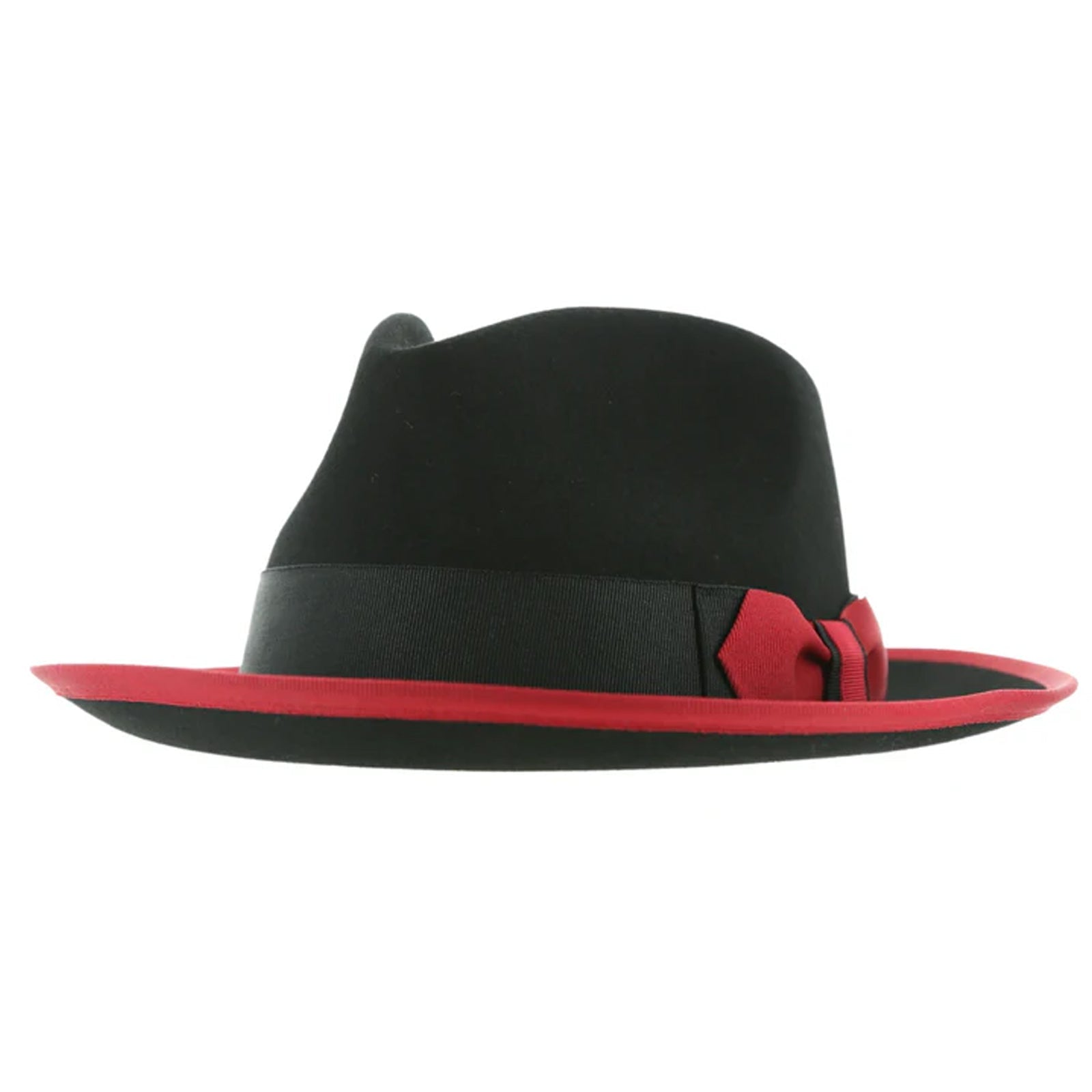 Men’s Classic Two Tone Trilby Fedora Dress Hat in Black & Red