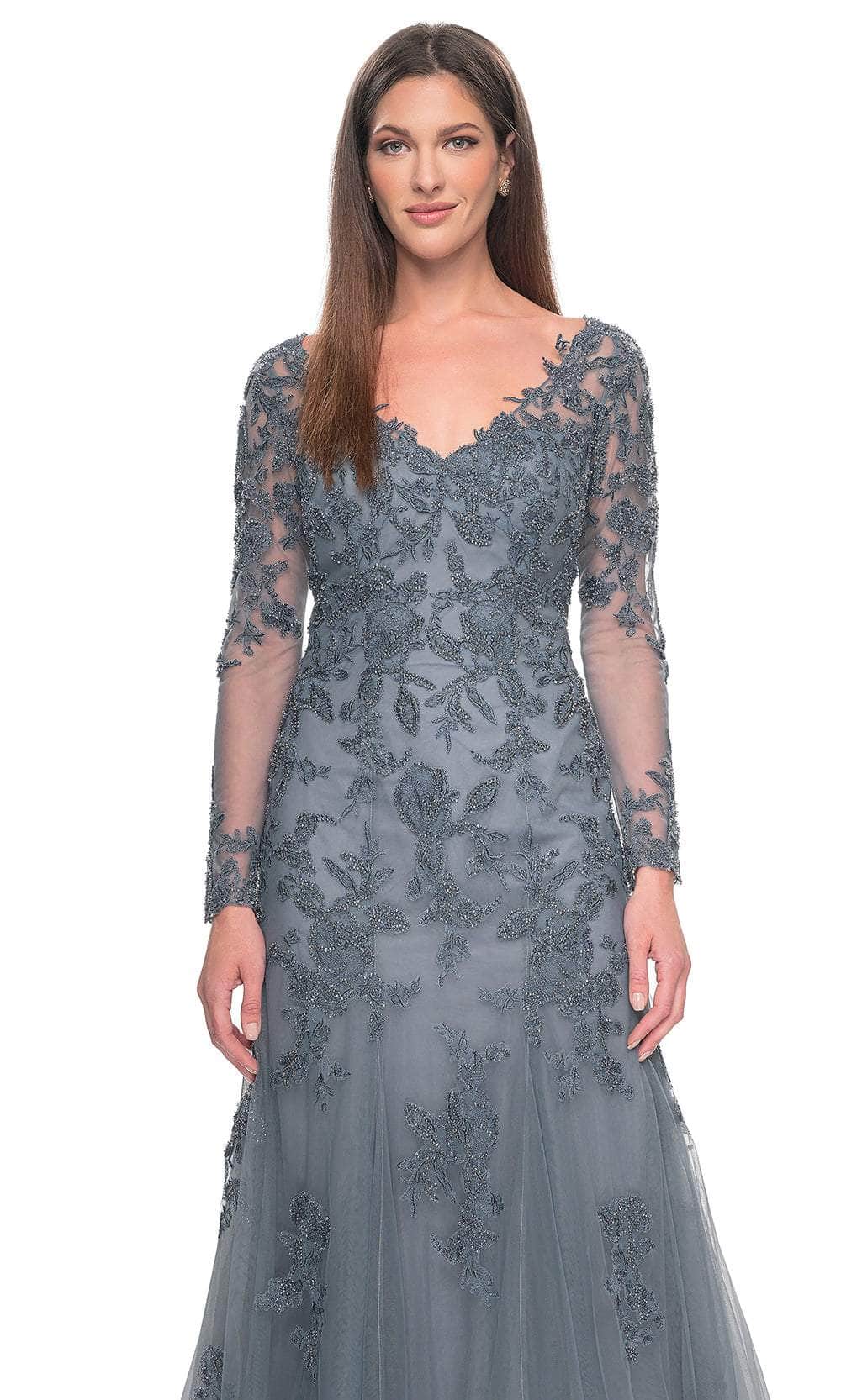 V-Neck Beaded Formal Dress