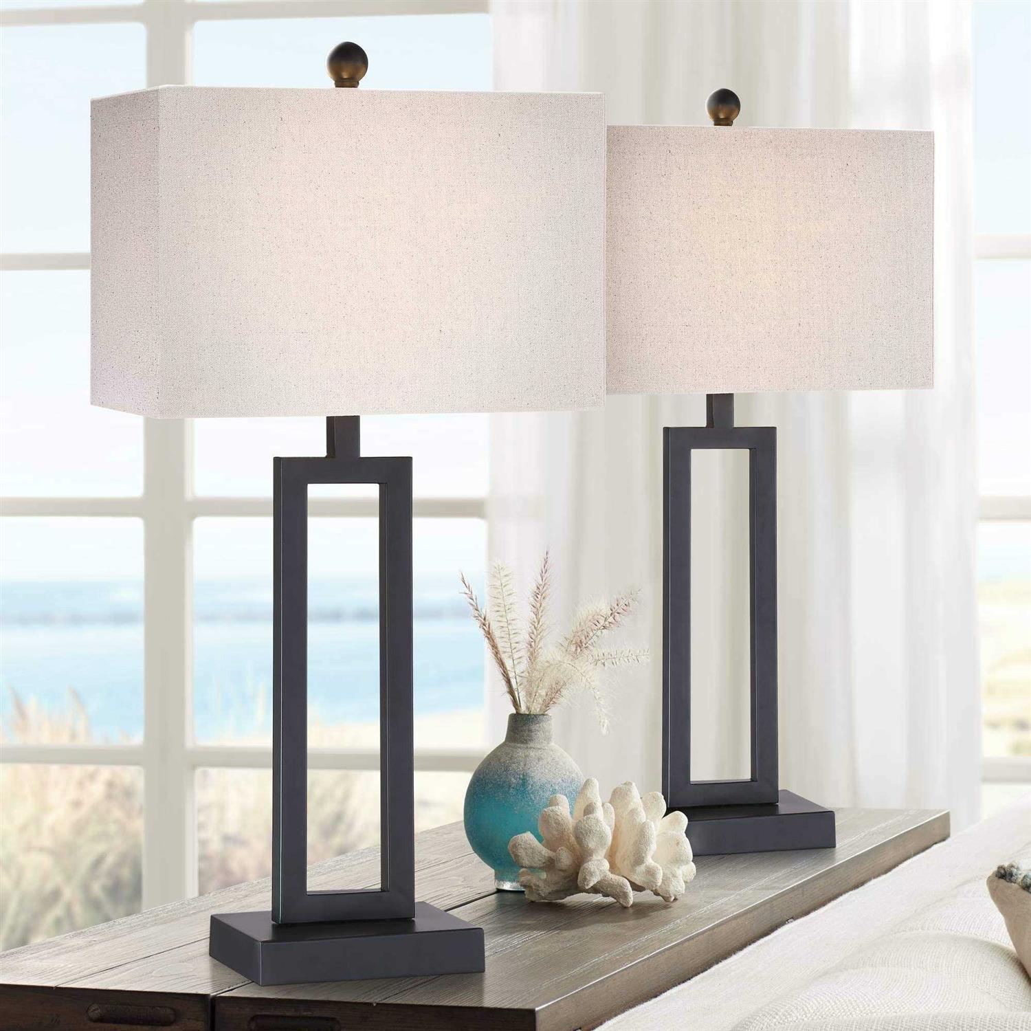360 Lighting Aston Black Modern Table Lamp Set