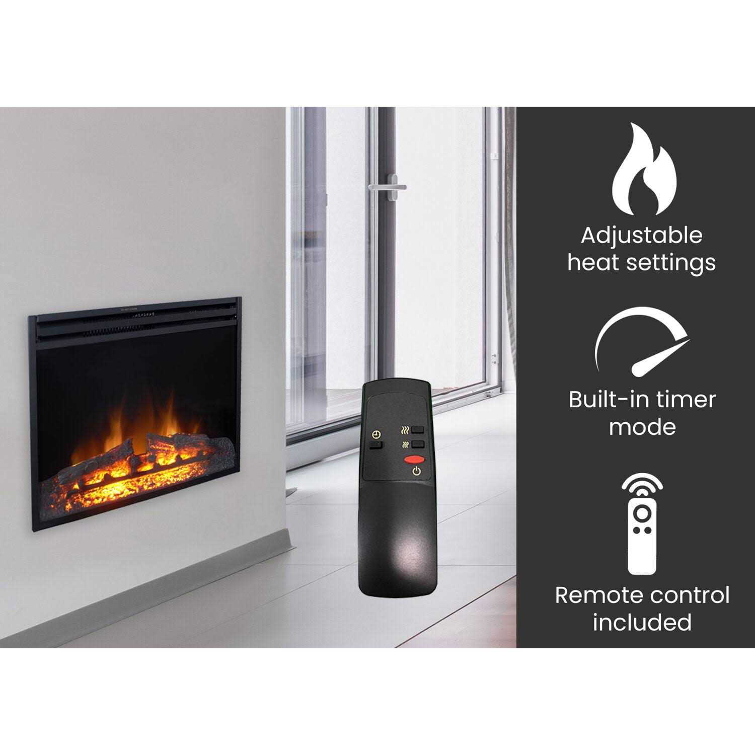 Hanover Fireside Freestanding 5116 BTU Electric Fireplace Heater Insert with Remote Control and Timer
