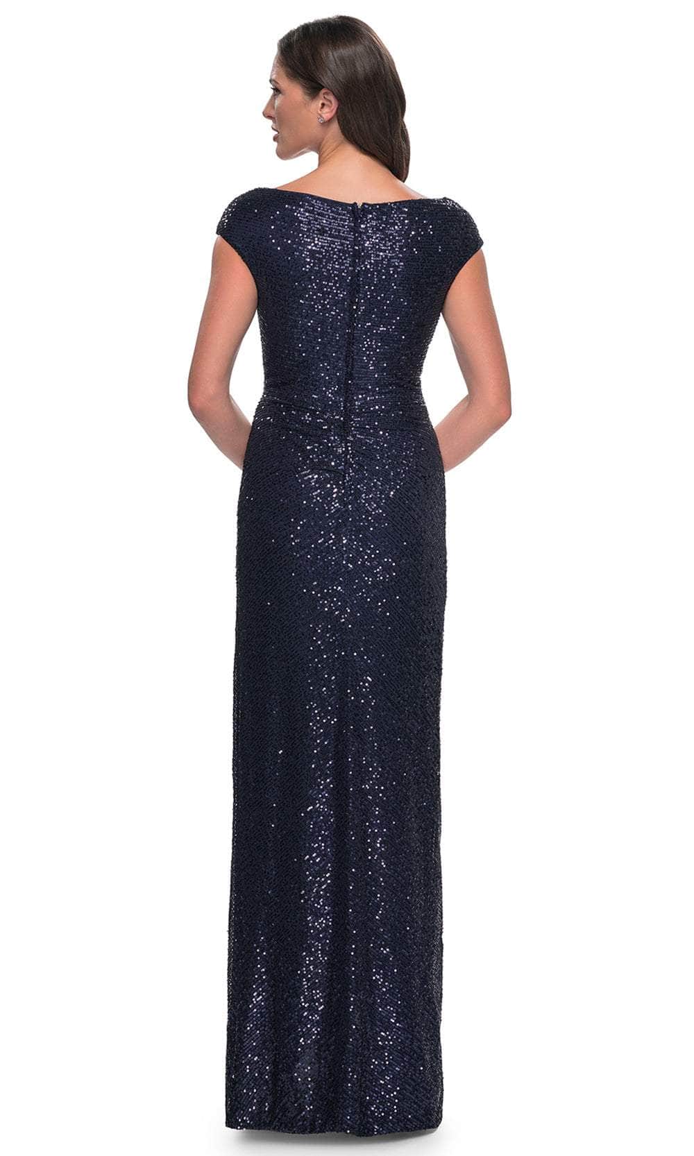 Ruched Sequin Evening Dress