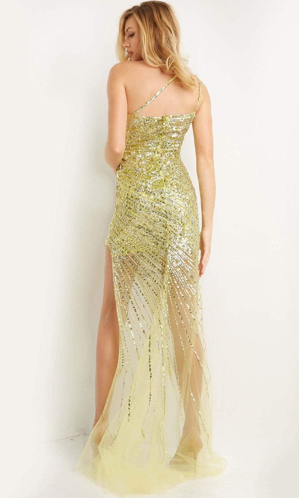 05647 One Shoulder Embellished Sheath Dress