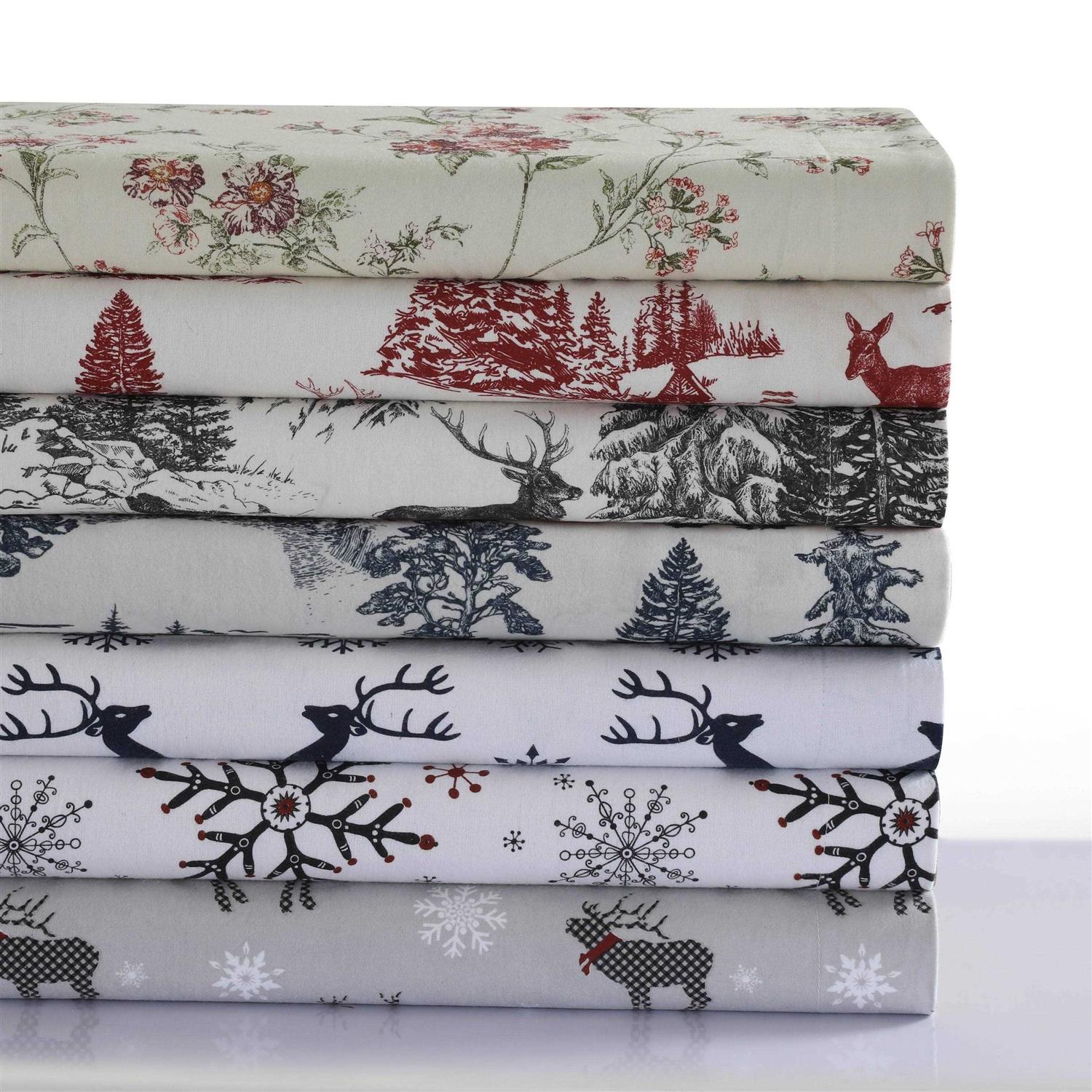 Tribeca Living 200-GSM Heavyweight Flannel Printed Oversized Duvet Cover Set