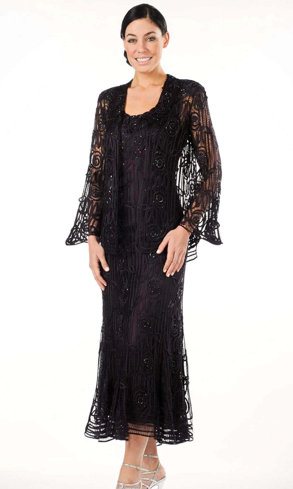 Beaded Silk Lace Collar Jacket With Godet Dress Set