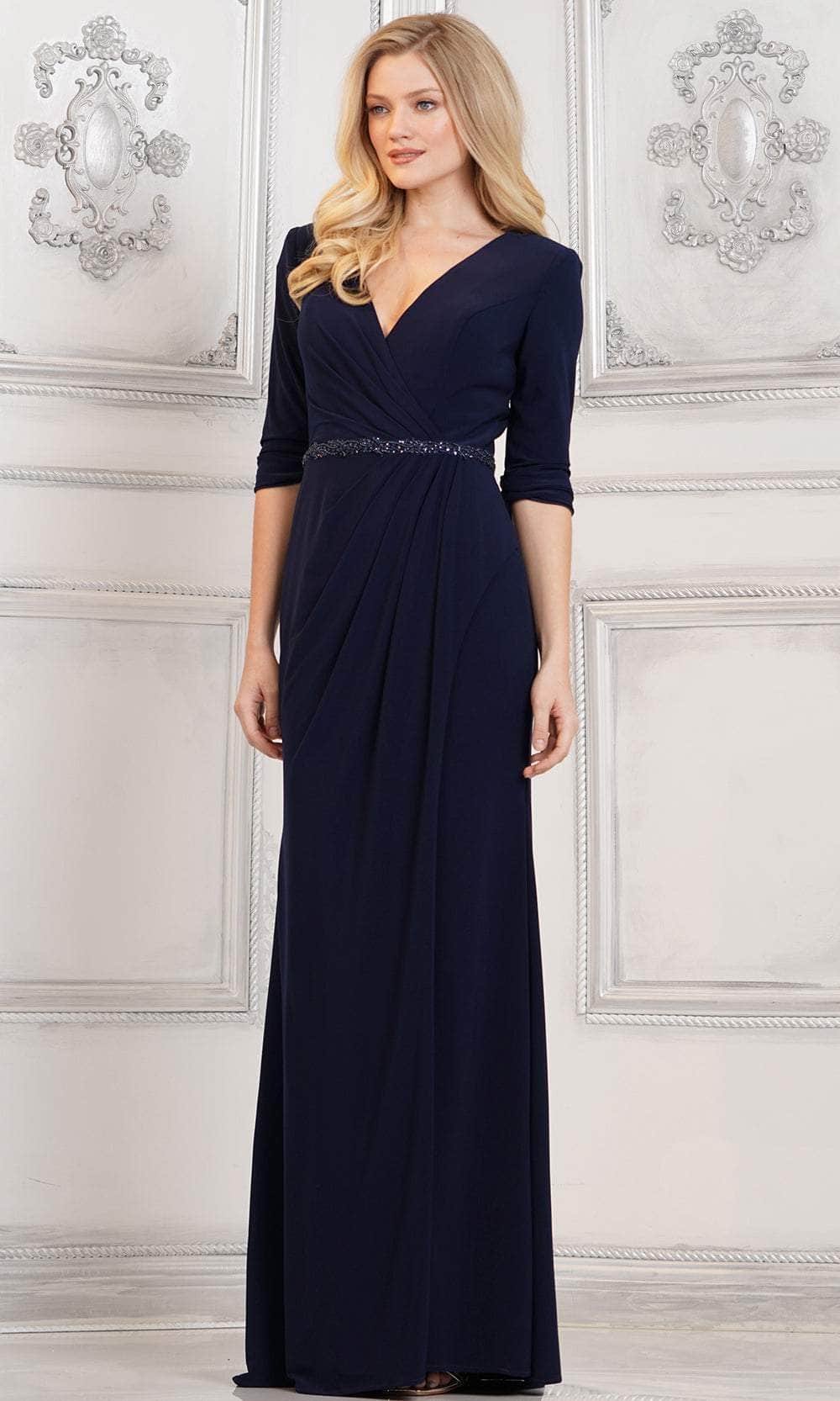 Ruched V-Neck Evening Dress