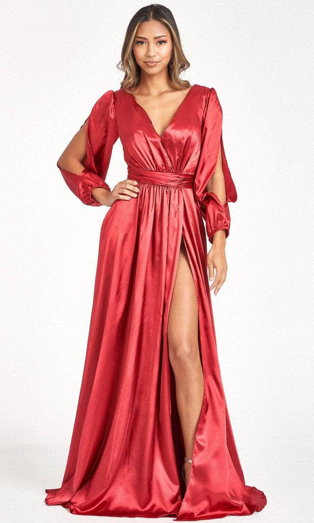 Split Sleeve High Slit Evening Dress