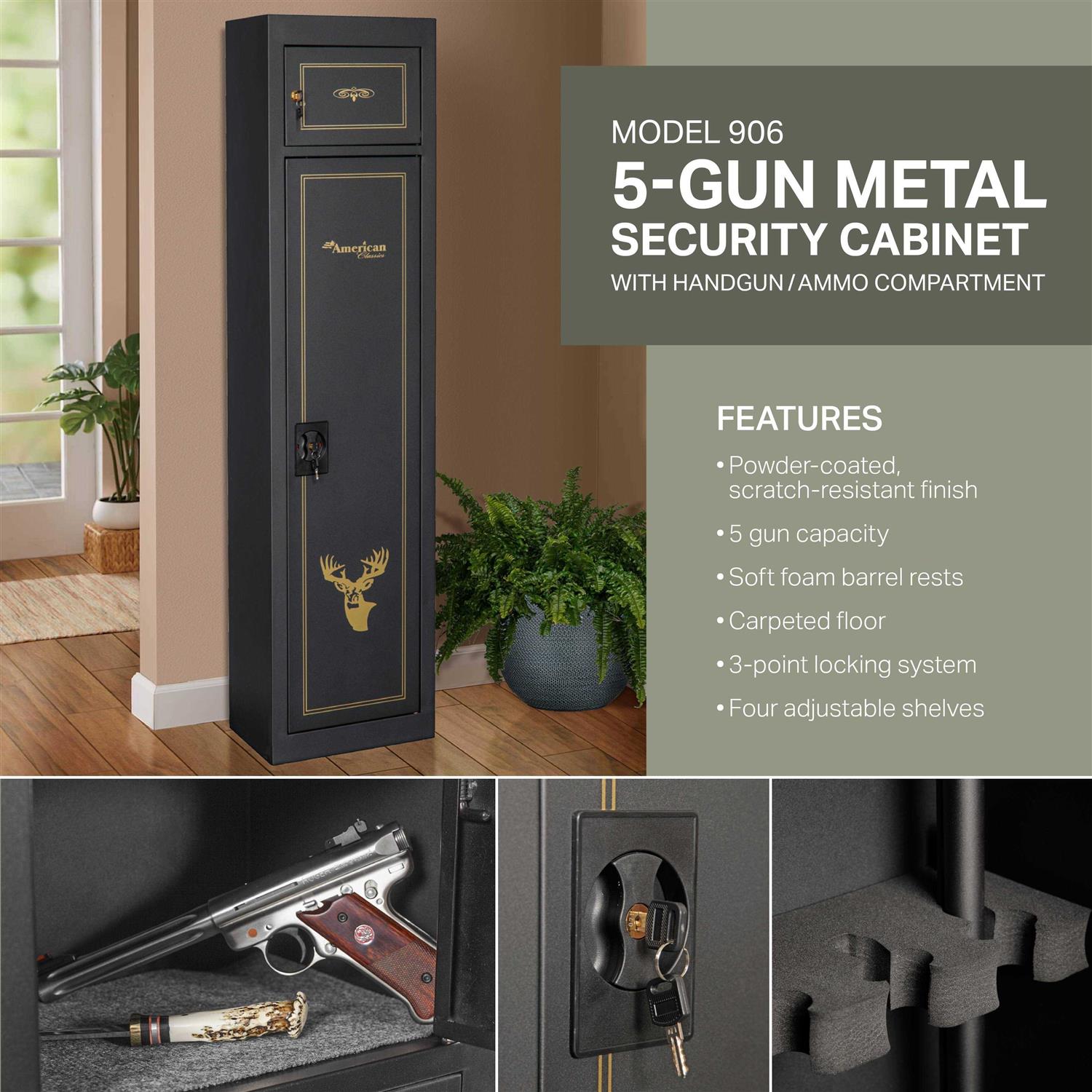 American Furniture Classics 5 Gun Metal Security Cabinet