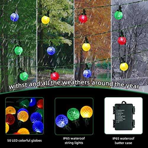 Anycosy 32.8 FT 100 LED Christmas Lights 8 Modes Globe String Lights Battery Operated