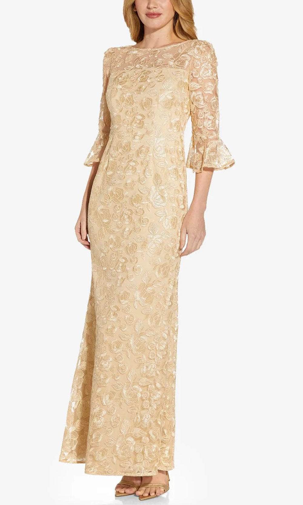 Bell Sleeve Lace Evening Gown