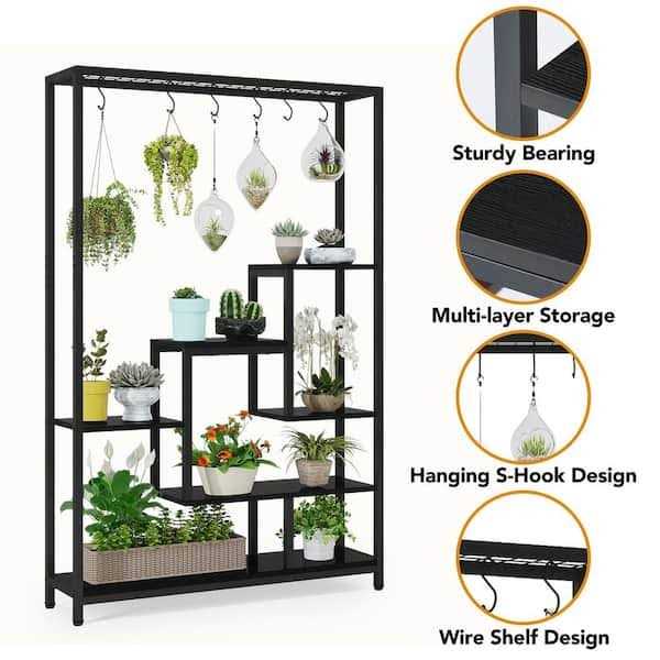 BYBLIGHT Wellston 70.86 5-Tier Wooden Indoor Plant Stand