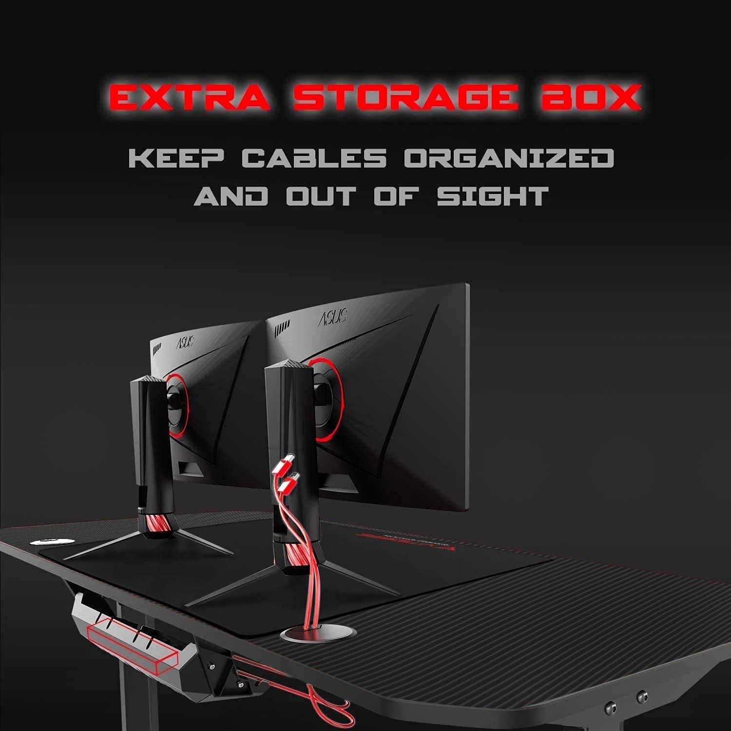 VITESSE Ergonomic Gaming Desk 55 Inch T Shaped Office PC Computer Desk with Full Desk Mouse Pad