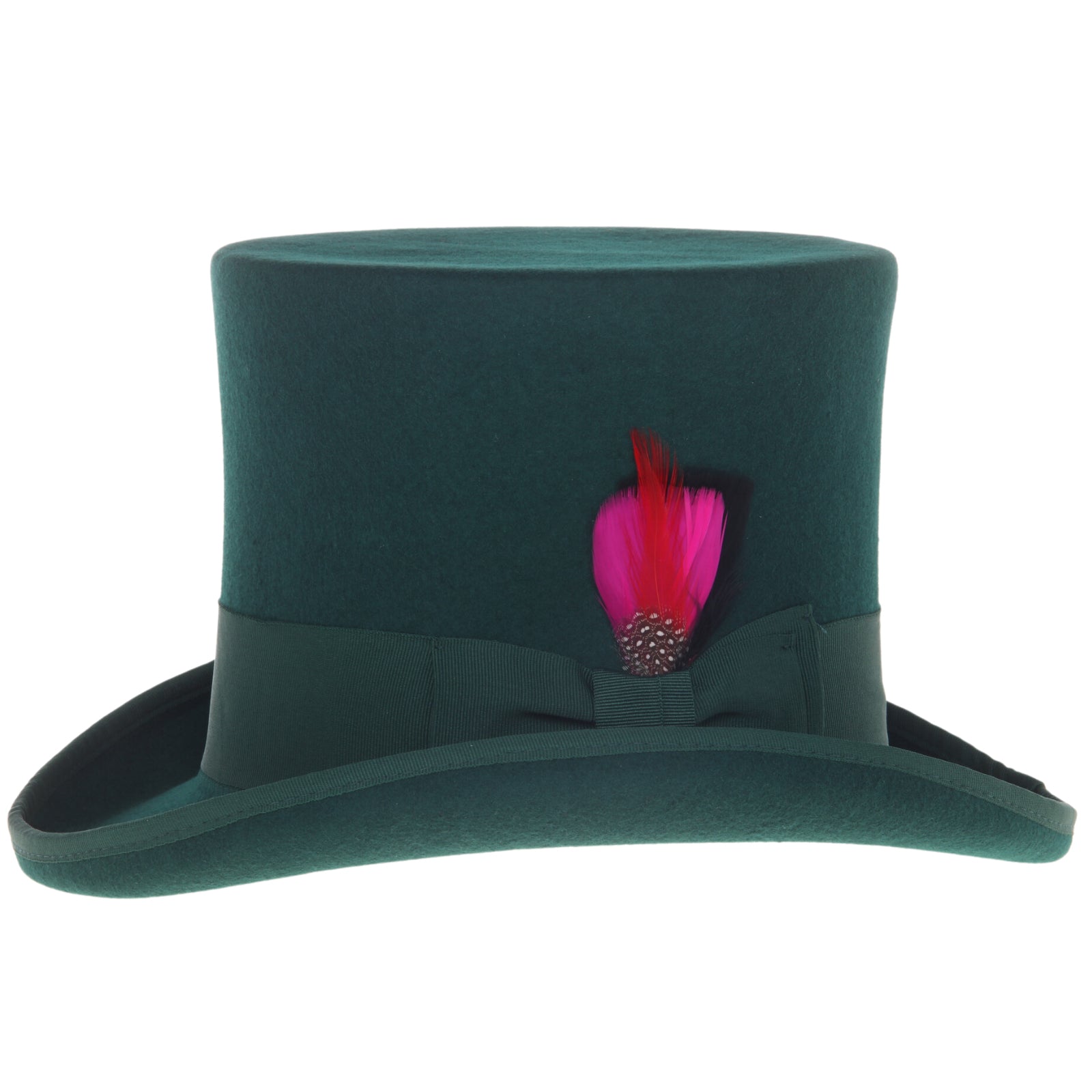 Men’s Tall 100% Wool Dress Top Hat in Hunter Green