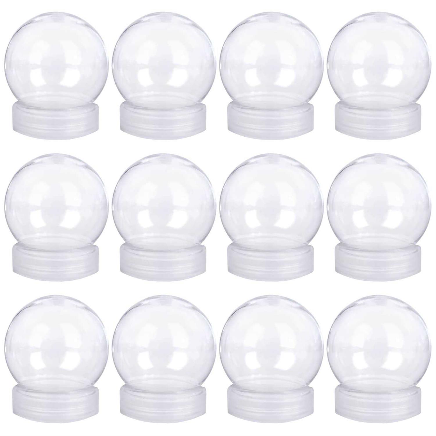 Aweyka 12 Pieces Diy Water Globe Snow Globe 2.7 Inch Height Clear Pet Plastic with Screw Off Cap for Diy Crafts Christmas Decoration