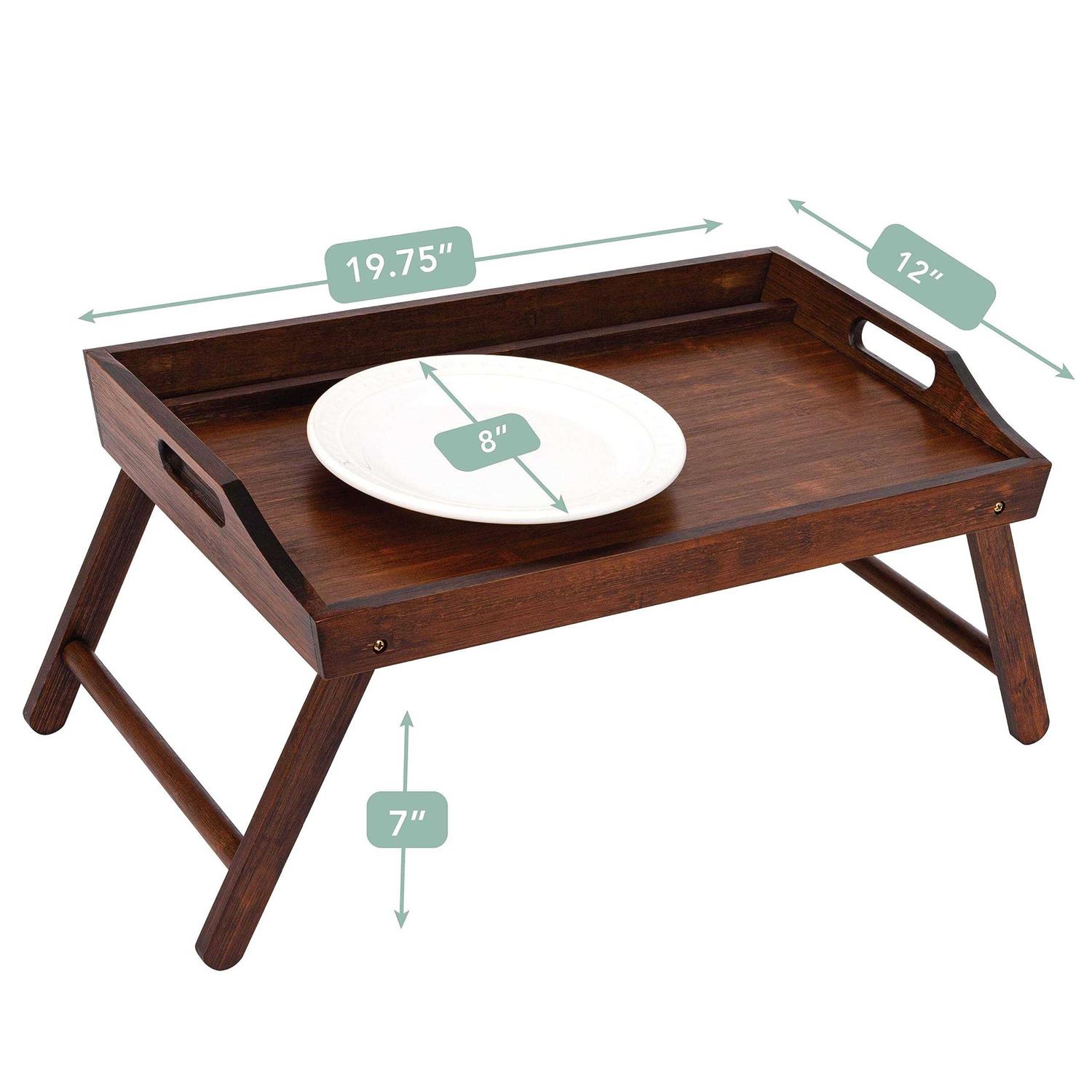 ROSSIE HOME Bamboo Wood Bed Tray, Lap Desk with Phone Holder Fits up to 15.6 Inch Laptops and Most Tablets