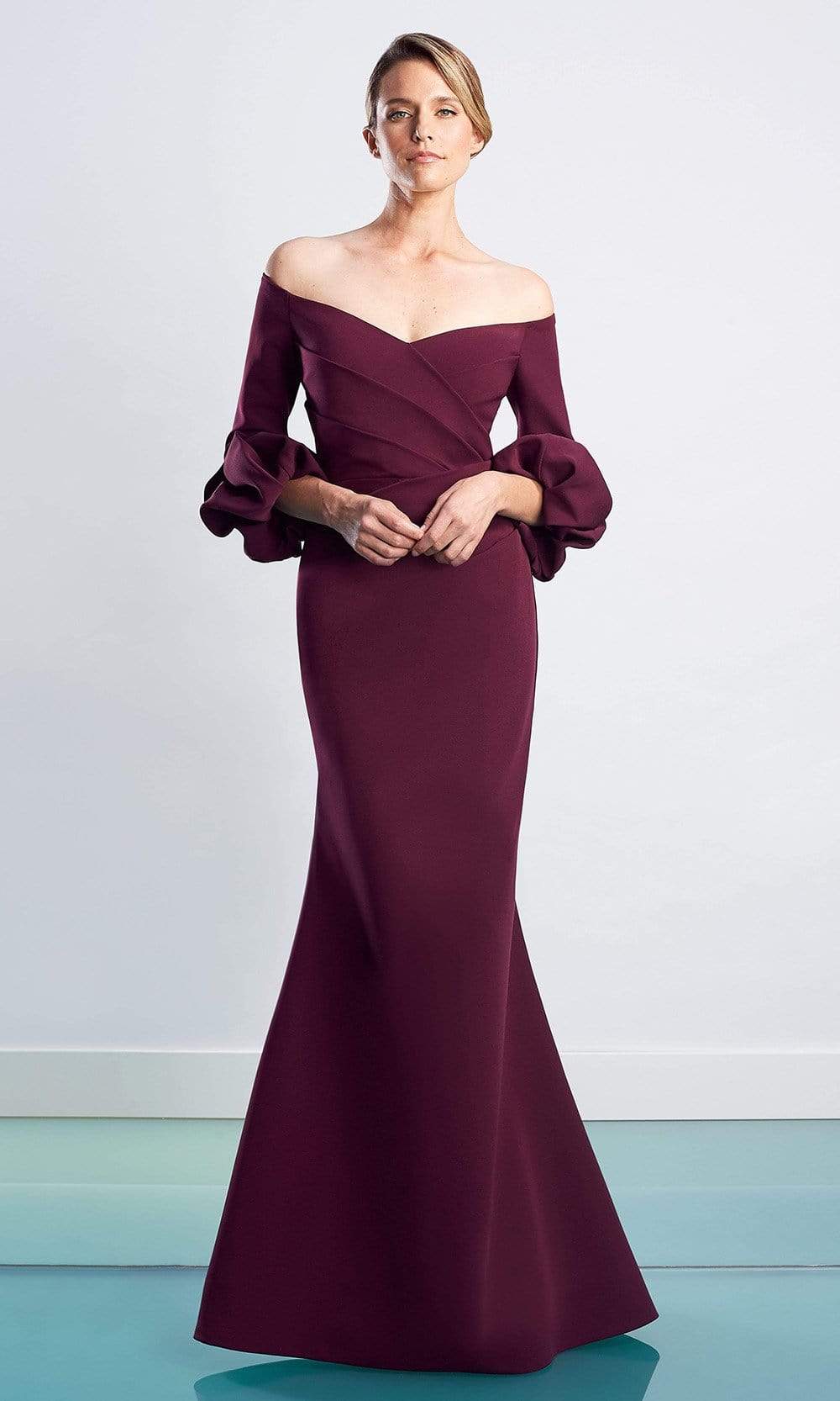 1478 Quarter Sleeves Pleated Trumpet Dress