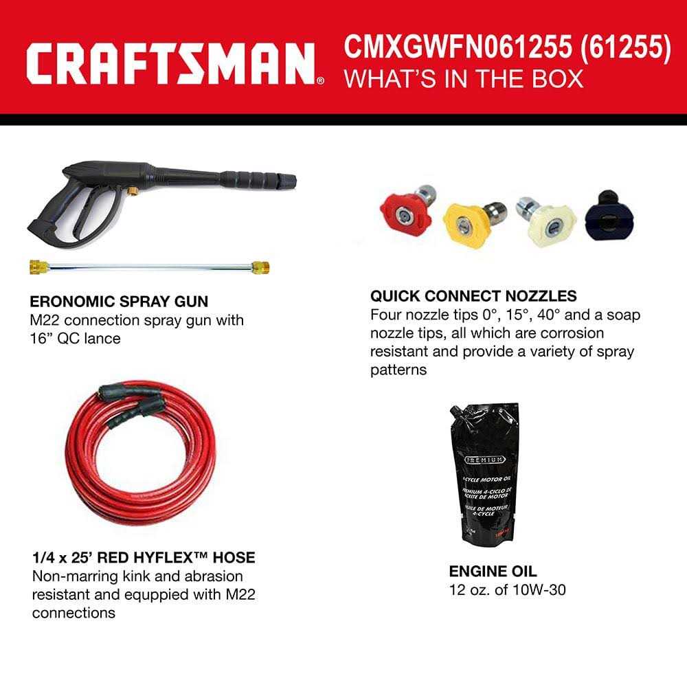 CRAFTSMAN 3100 PSI at 2.4-GPM 3100 PSI 2.4-GPM Cold Water Gas Pressure Washer CMXGWFN061294