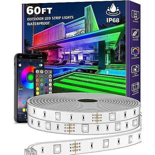 AILBTON outdoor led strip lights waterproof IP68 outside led light strips waterproof with bluetooth app remote,Music Sync RGB