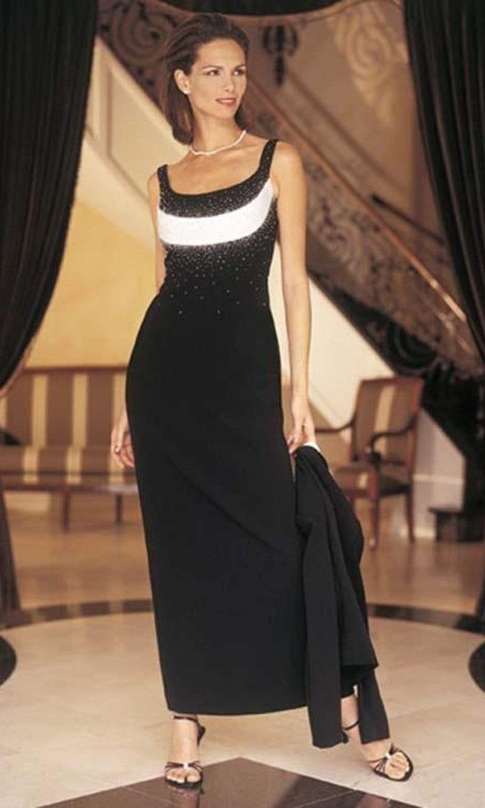 Alexander by Daymor 6121 Beaded Scoop Neck Column Evening Dress