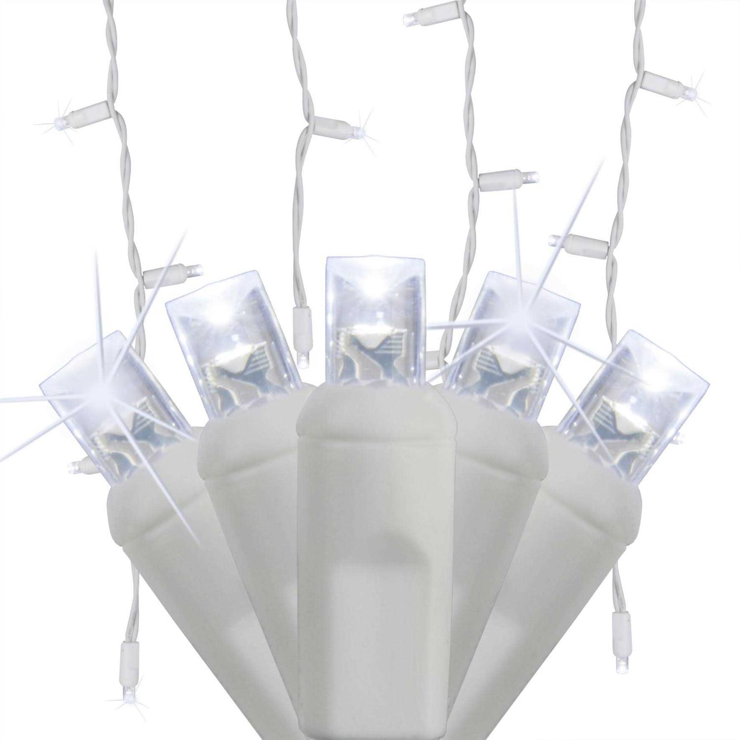 70 5mm White LED Icicle Lights