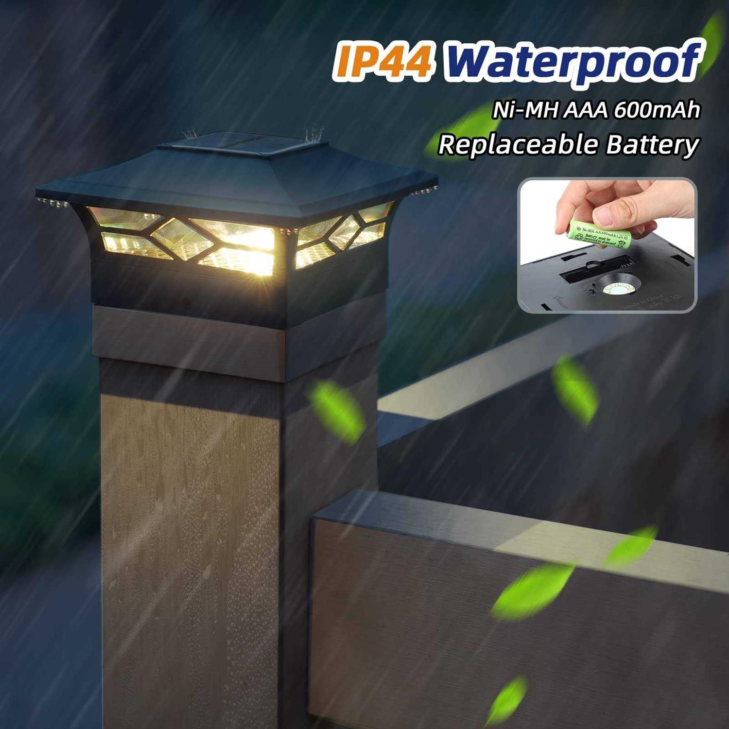 APONUO Solar Post Cap Lights,4×4 Post Solar Lights Warm White/Cool White LED Light Outdoor Waterproof,Fence Post Solar Lights for 4×4/6×6 Wood Fence