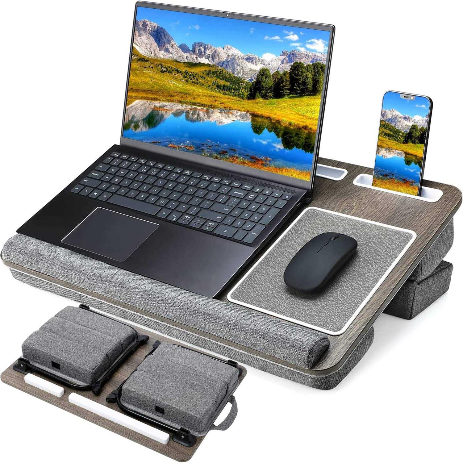 qudodo Lap Laptop Desk-fits Up to 17inch Foldable Laptop Bed Tray Table with Adjustable Dual cushion,wrist Rest & Mouse pad,portable