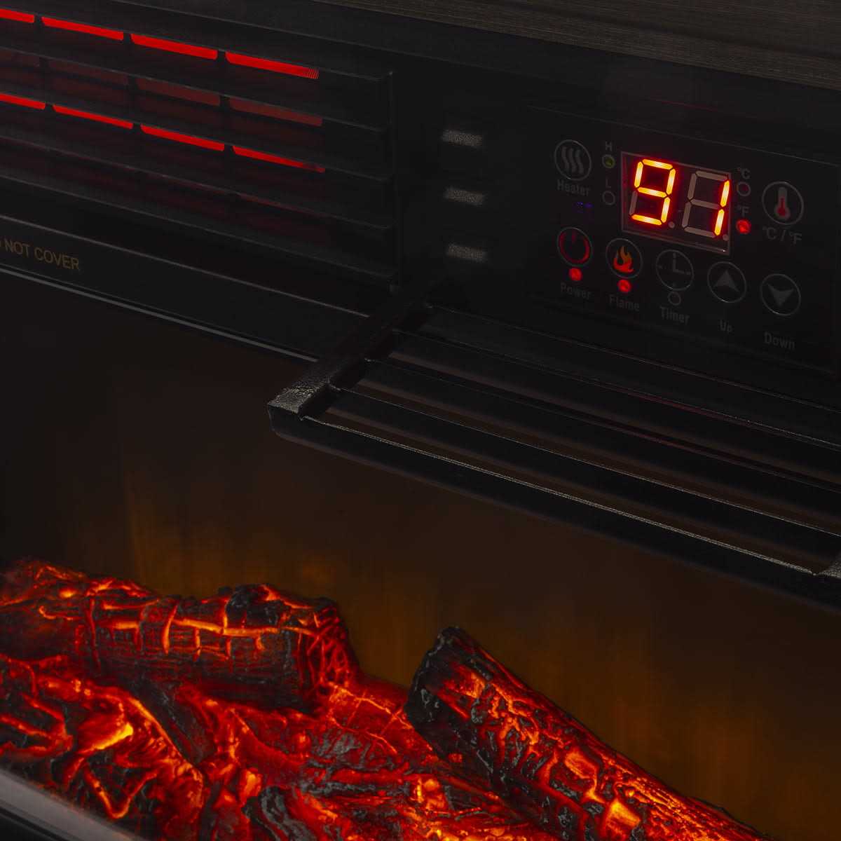 Xtremepowerus Electric Fireplace Heater Infrared Quartz Timer Remote Controller with Caster