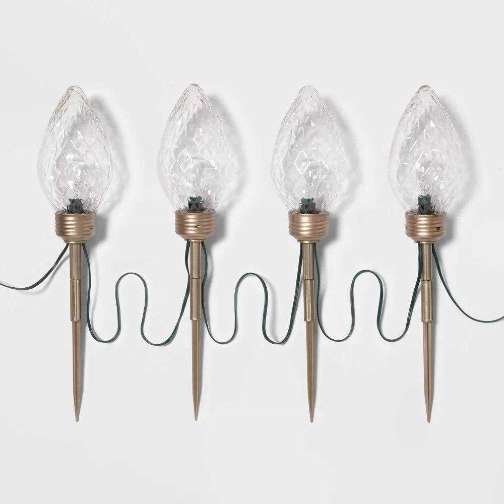 Wondershop 4pc Faceted C9 Big Bulb Christmas Pathway Light