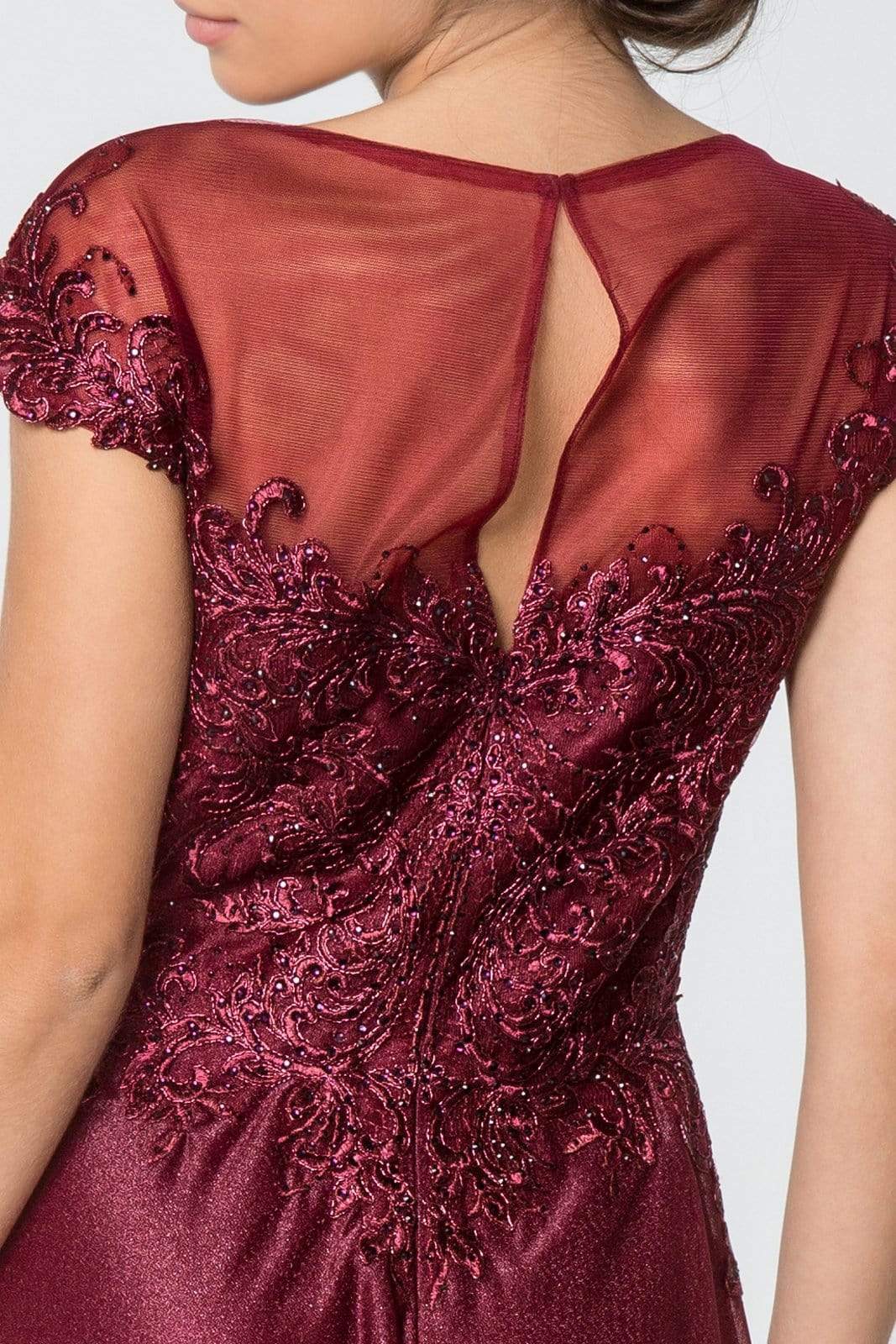 GL2828 Embellished Lace Bateau Chiffon A-line Gown