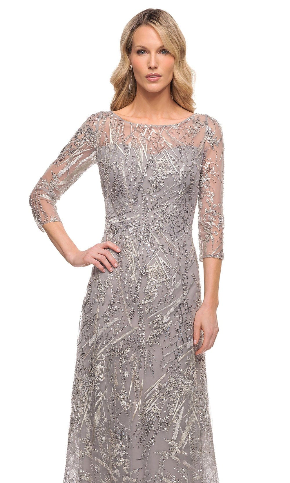 Embroidered Sheer Lace A-Line Mother of the Groom Dress