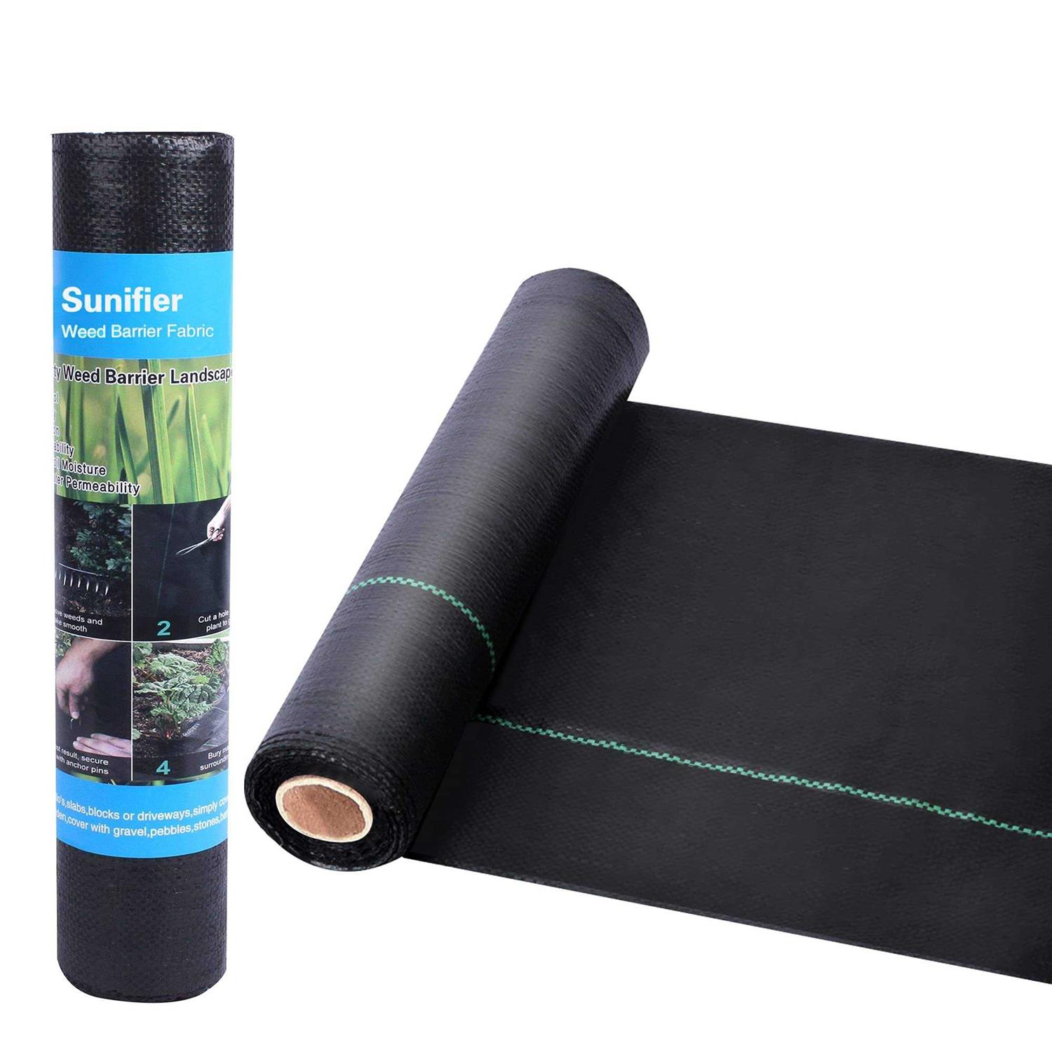 Sunifier Weed Barrier Landscape Fabric Heavy Duty,Garden Fabric Weed Barrier,Black Mulch for Landscaping