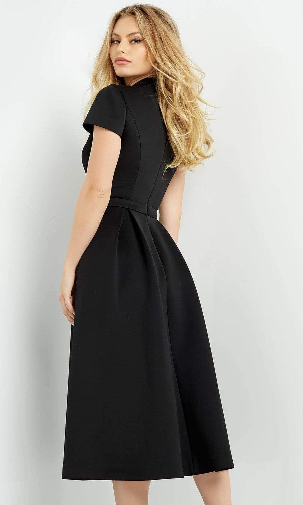 06782 Tea Length High Neck A-Line Dress