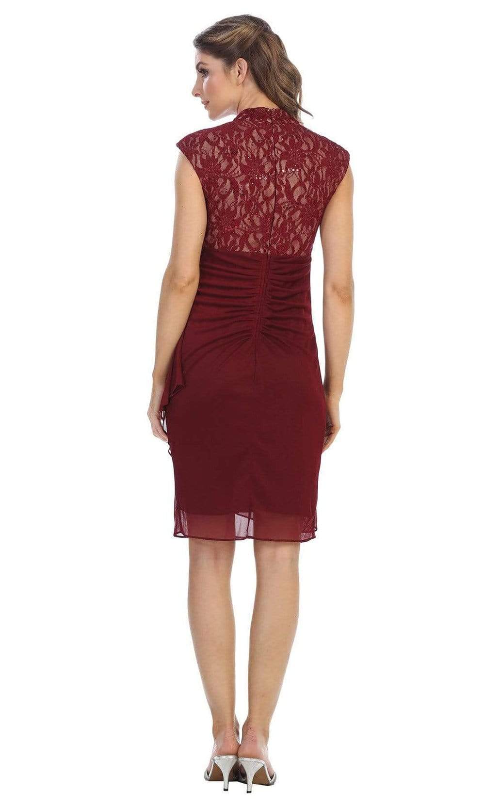 1097 Cutout Bodice Draped Sheath Dress