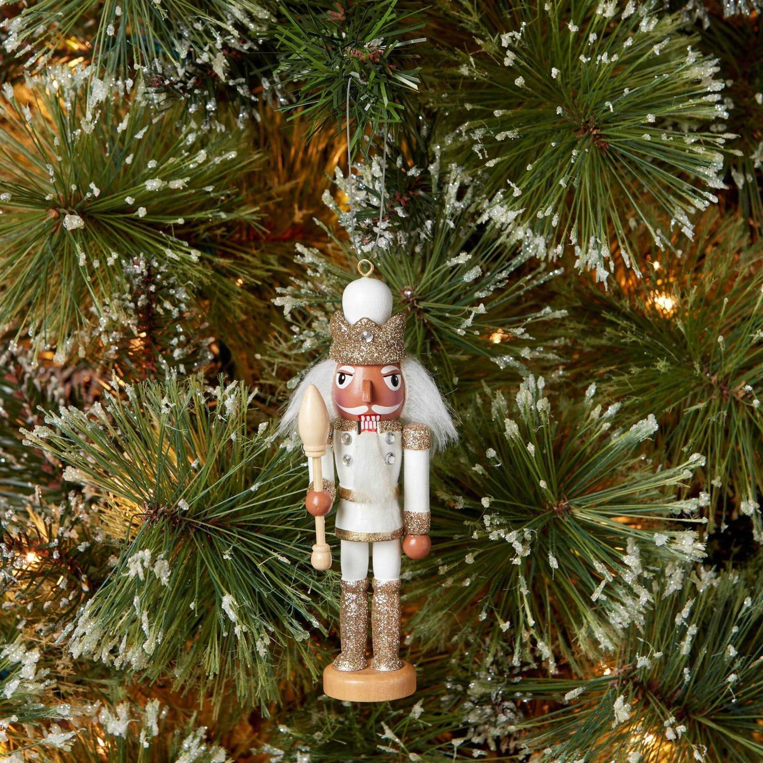 Wondershop Nutcracker Christmas Tree Ornament White/Gold