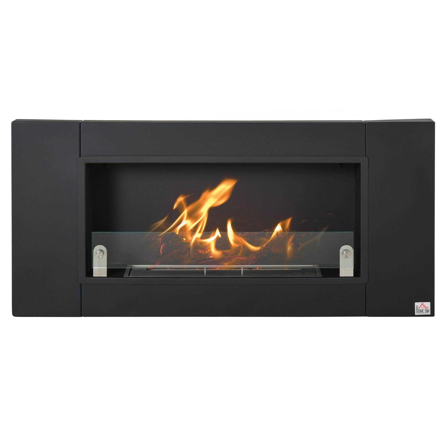 HOMCOM Ethanol Fireplace Wall-Mounted 0.73 Gal Stainless Steel Max 323 Sq. Ft
