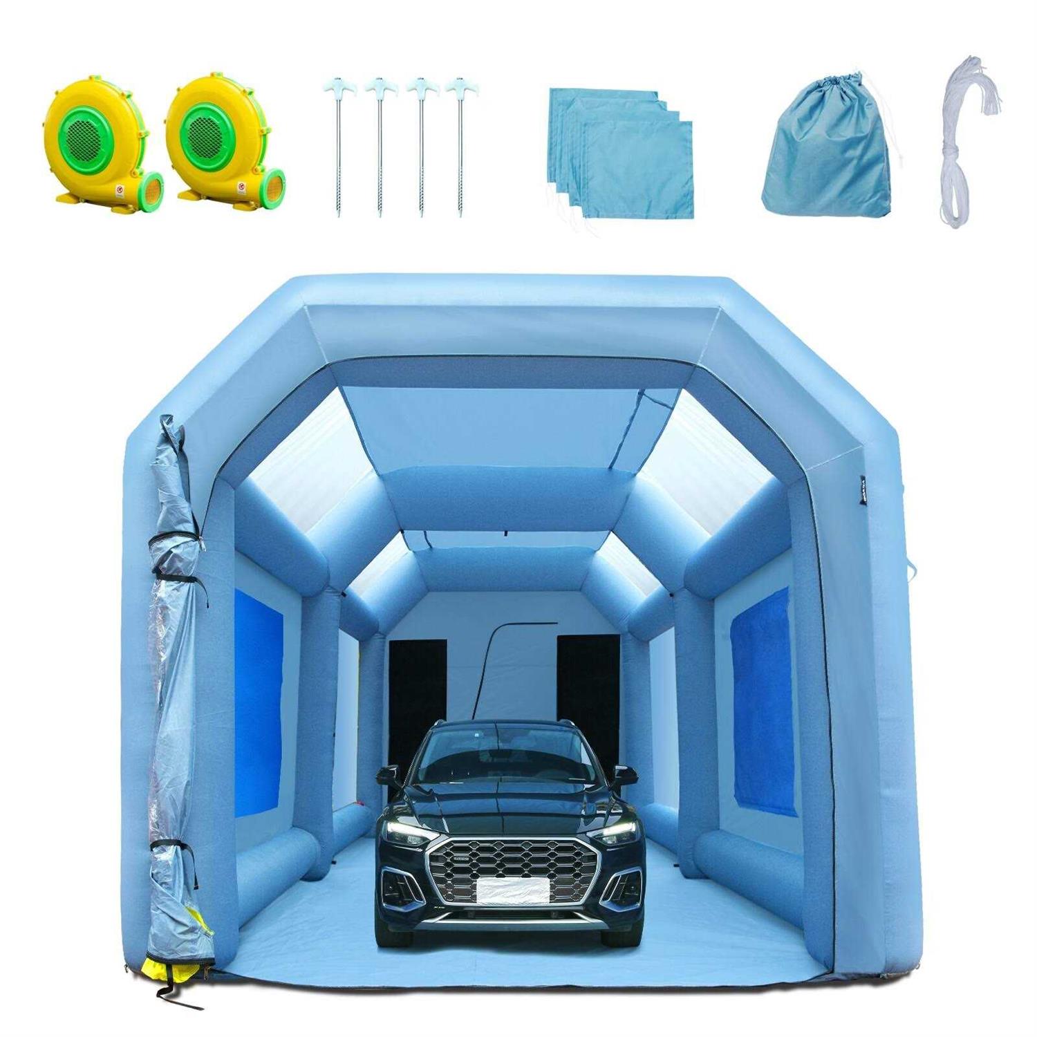 VEVOR Iatable Paint Booth 13x10x9ft to 33x20x13ft with 480W to 1100W Air Pump Blower for Car Motorcycle Garage