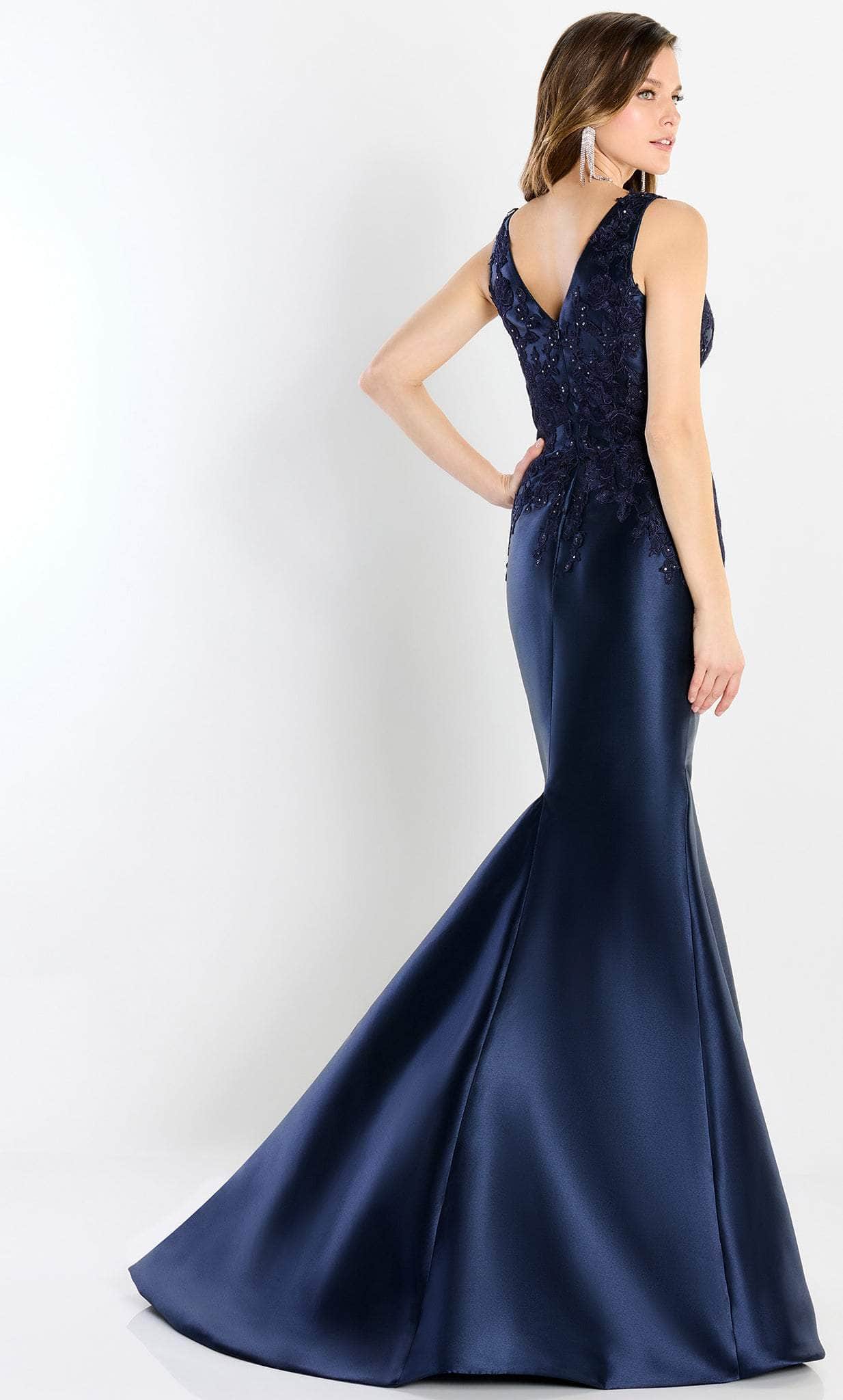 Satin Embroidered Mermaid Gown