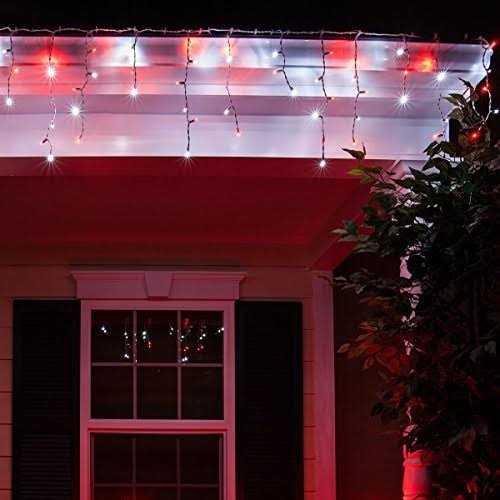 70 5mm Red Cool White LED Icicle Lights
