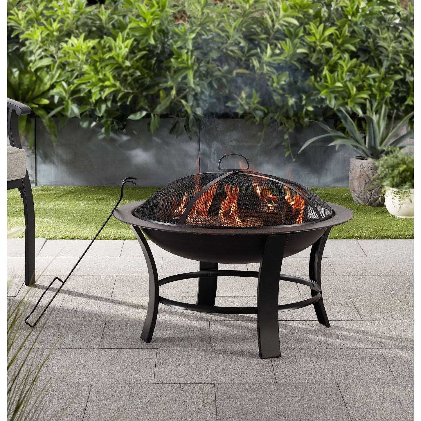 Mainstays 26 Metal Round Outdoor Wood-Burning Fire Pit