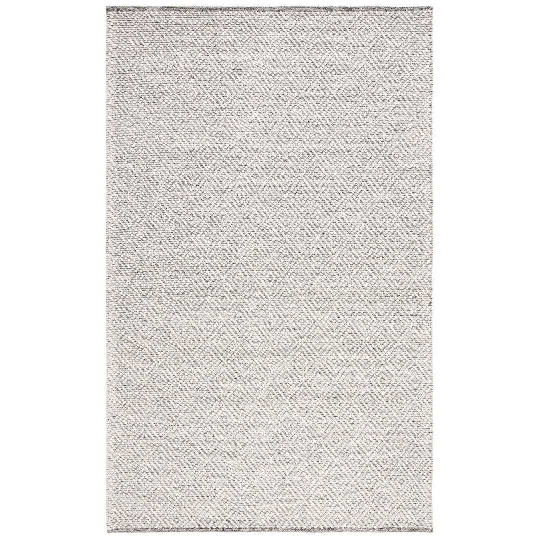 Zahid Geometric Handmade Tufted Ivory/Light Gray Area Rug George Oliver Rug