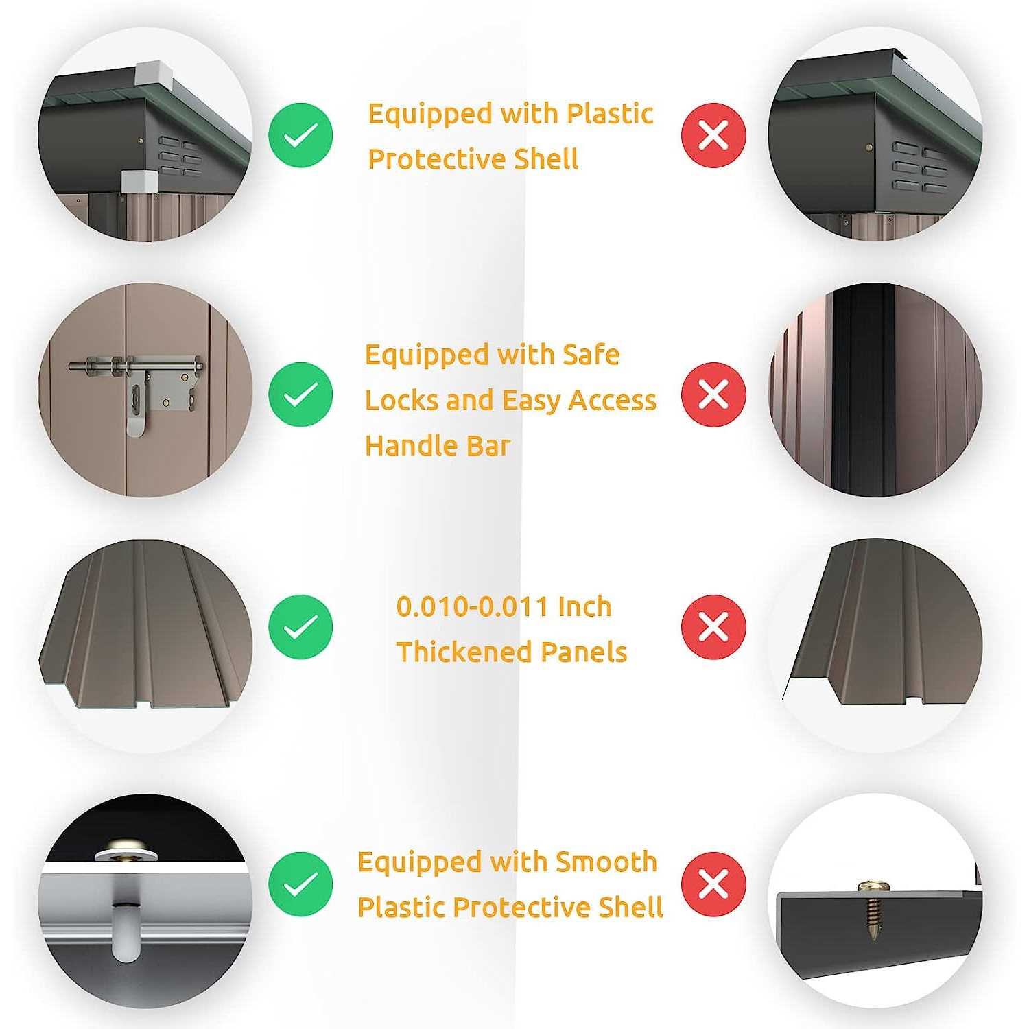 Aoxun 5 x 3 ft Utility Mini Metal Shed without Base, Tool Storage Lean-to Shed with Air Vent and Lockable Door
