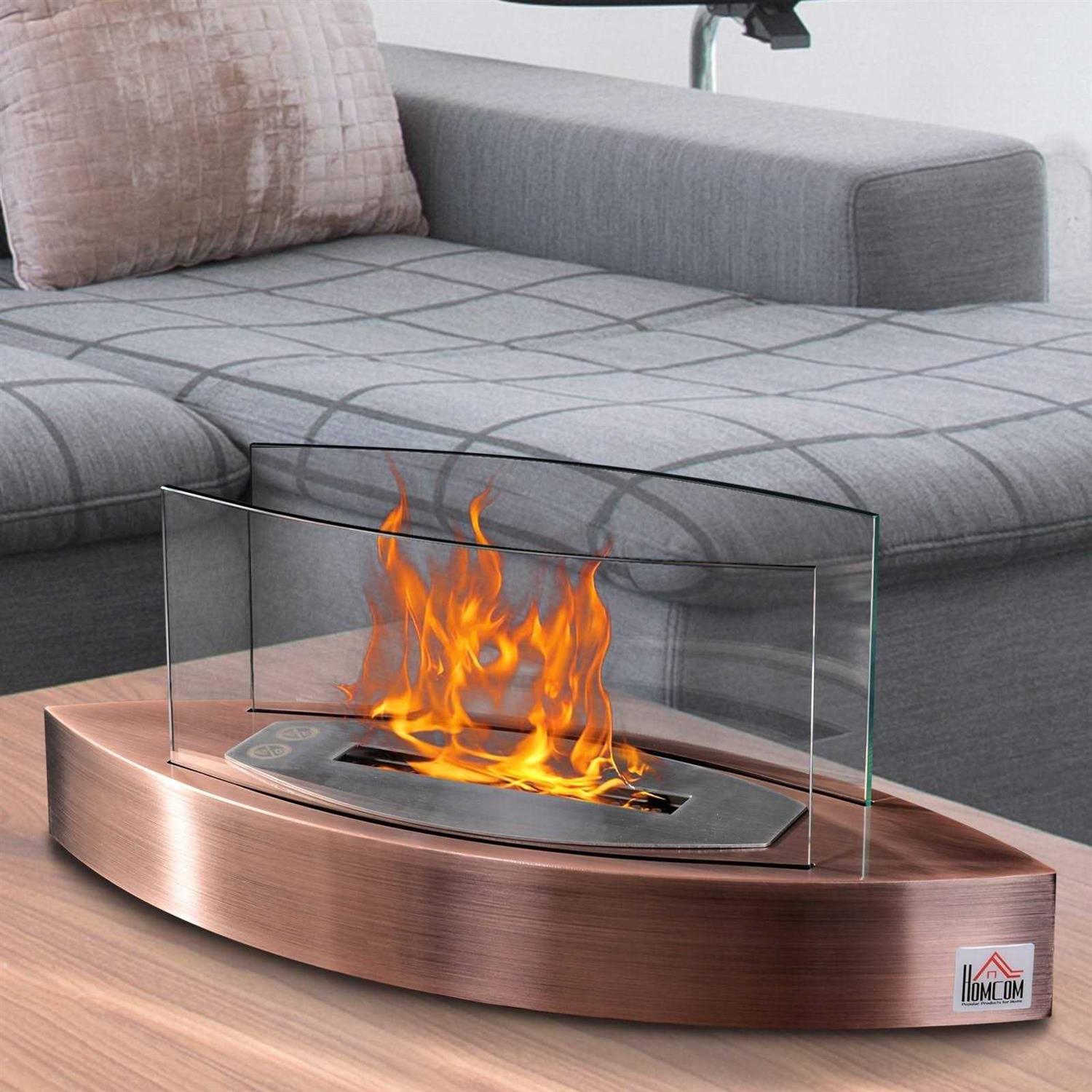 HOMCOM Tabletop Fire Pit Bowl Centerpiece Table Decoration with Glass Walls