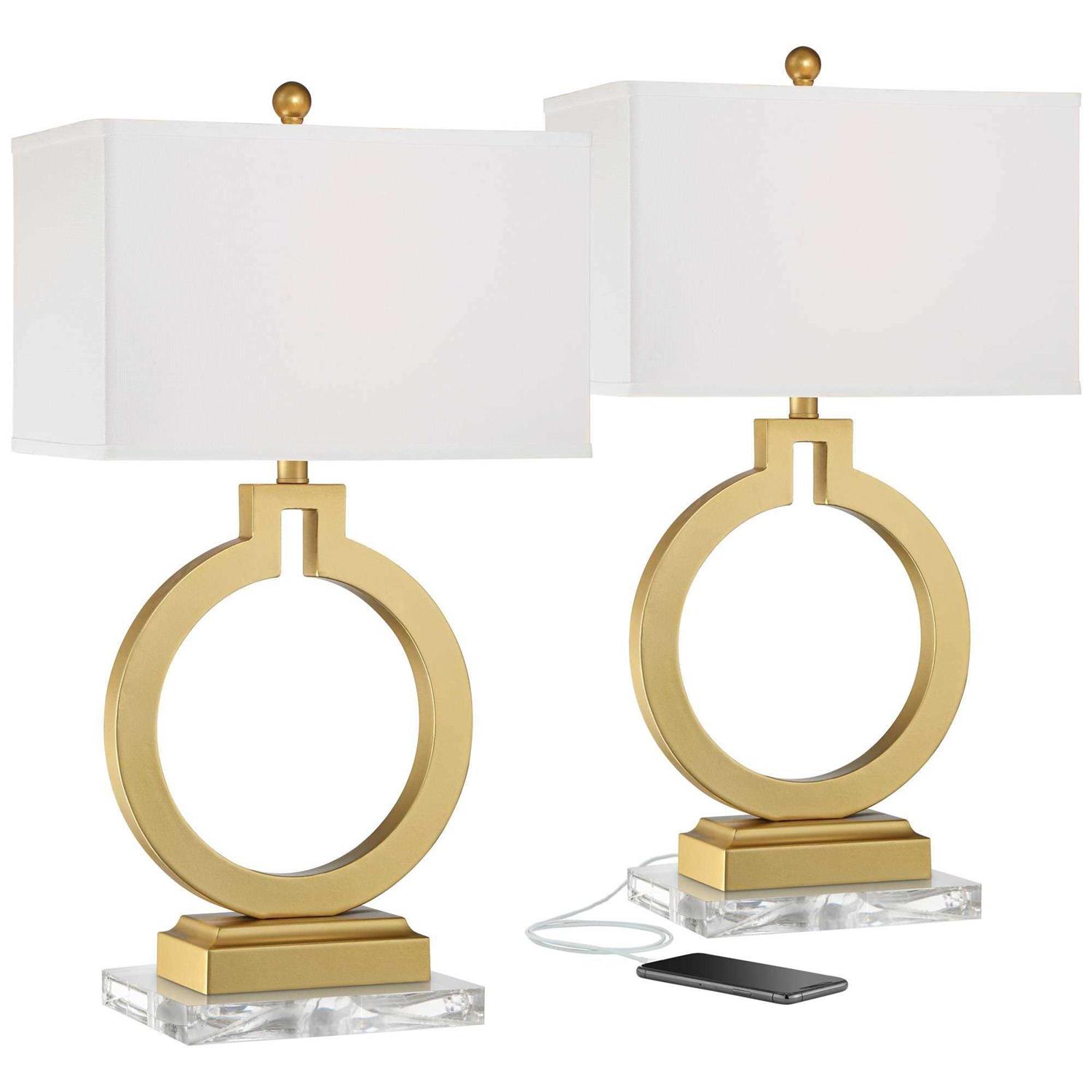360 Lighting Lauren Modern Table Lamps Set of 2 Risers 28 1/2 inch Tall