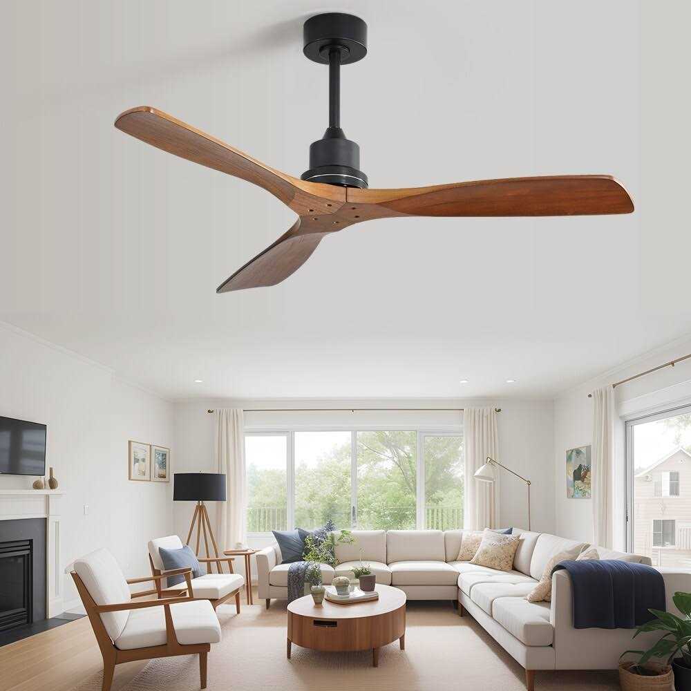 52 inch Modern Solid Wood Ceiling Fan With Remote Control,6 WInd Speed,Reversible Airflow